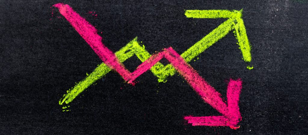 Hand,Drawing,Of,Green,And,Red,Chalk,In,Up,And