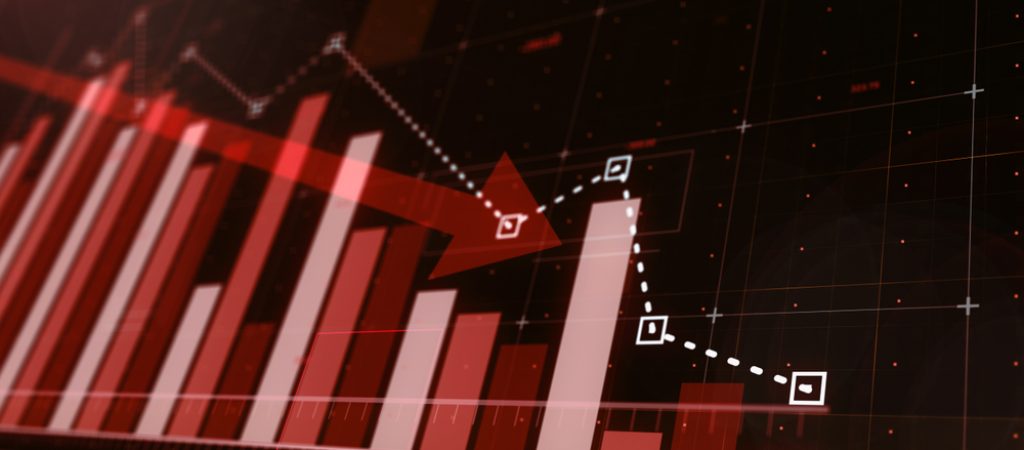 Beautiful,3d,Red,Bar,Graph,Fall,Down,Following,The,Arrow.