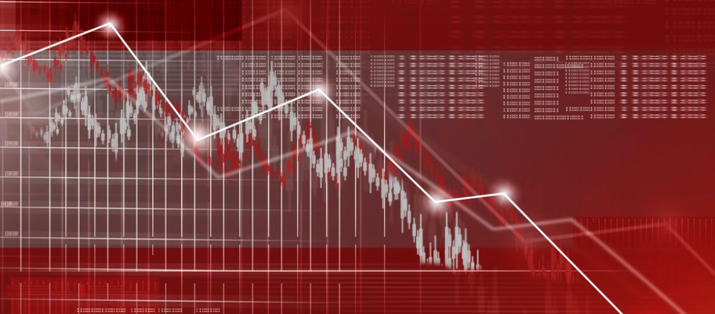 Crash,Recession.,Going,Down,On,Red,Display,Monitor.,Financial,Data