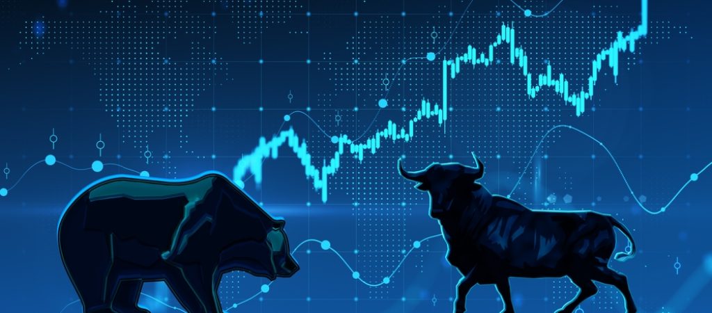 Creative,Abstract,Bearish,And,Bullish,Forex,Chart,On,Blurry,Backdrop.