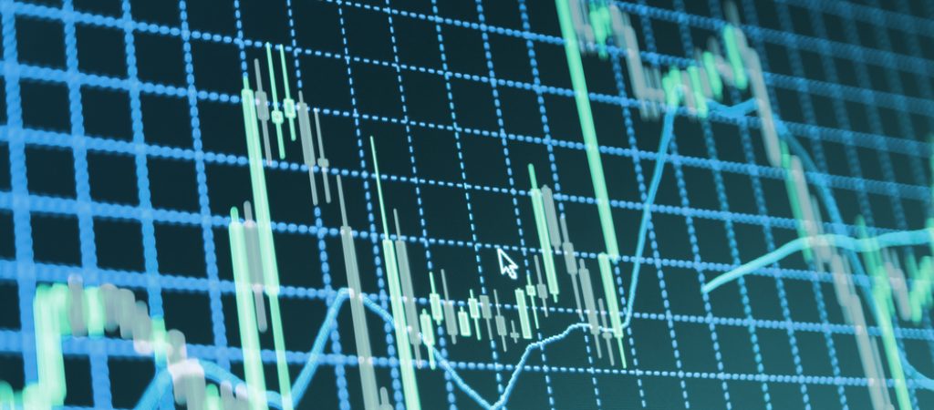 Stock,Market,Chart,,Graph,On,Blue,Background.,New,Modern,Computer