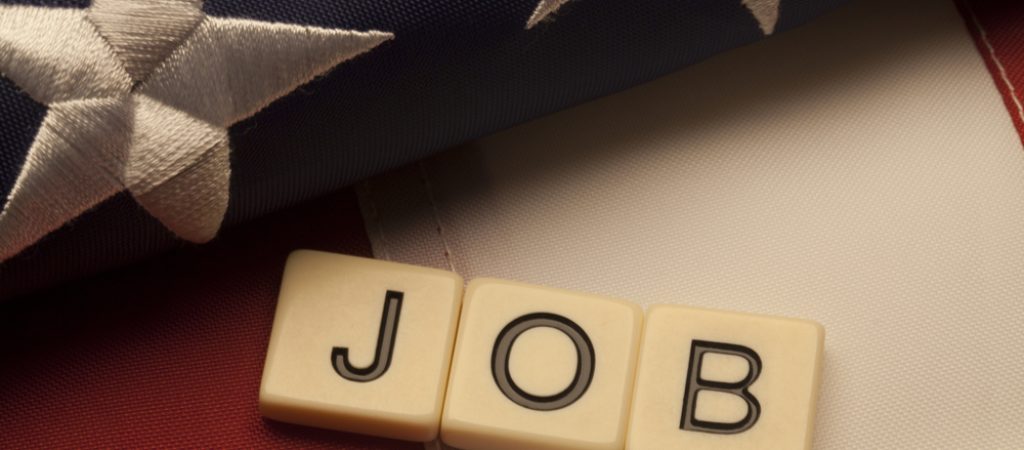 Job,Scrabble,Letters,On,American,Flag,Background.,Concept,Of,Political